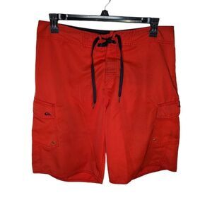 Quiksilver Board Shorts Mens Size 36 Red Performance Swim Trunks